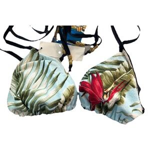 Diamond Supply Co. Mikaela Tropical Bikini Top Swim Bathing Suit Lined XS